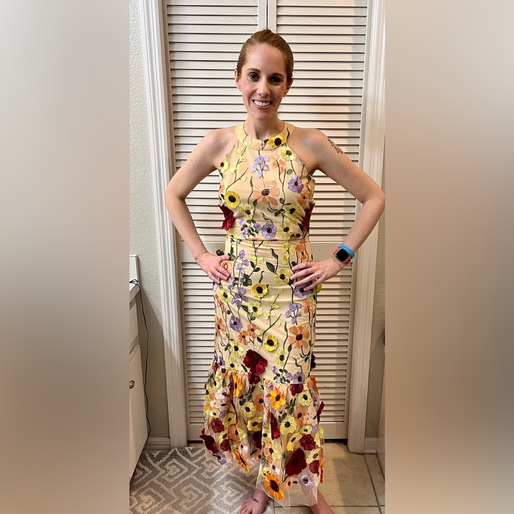 Like-New Just Me 3D Floral Halter Neck Dress 🌼 - Picture 7 of 17